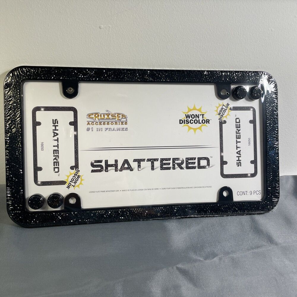 Cruiser Accessories Chrome Metal Custom License Plate Frame “Shattered”